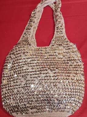 Chateau Gold Sequin Crochet Shoulder Bag